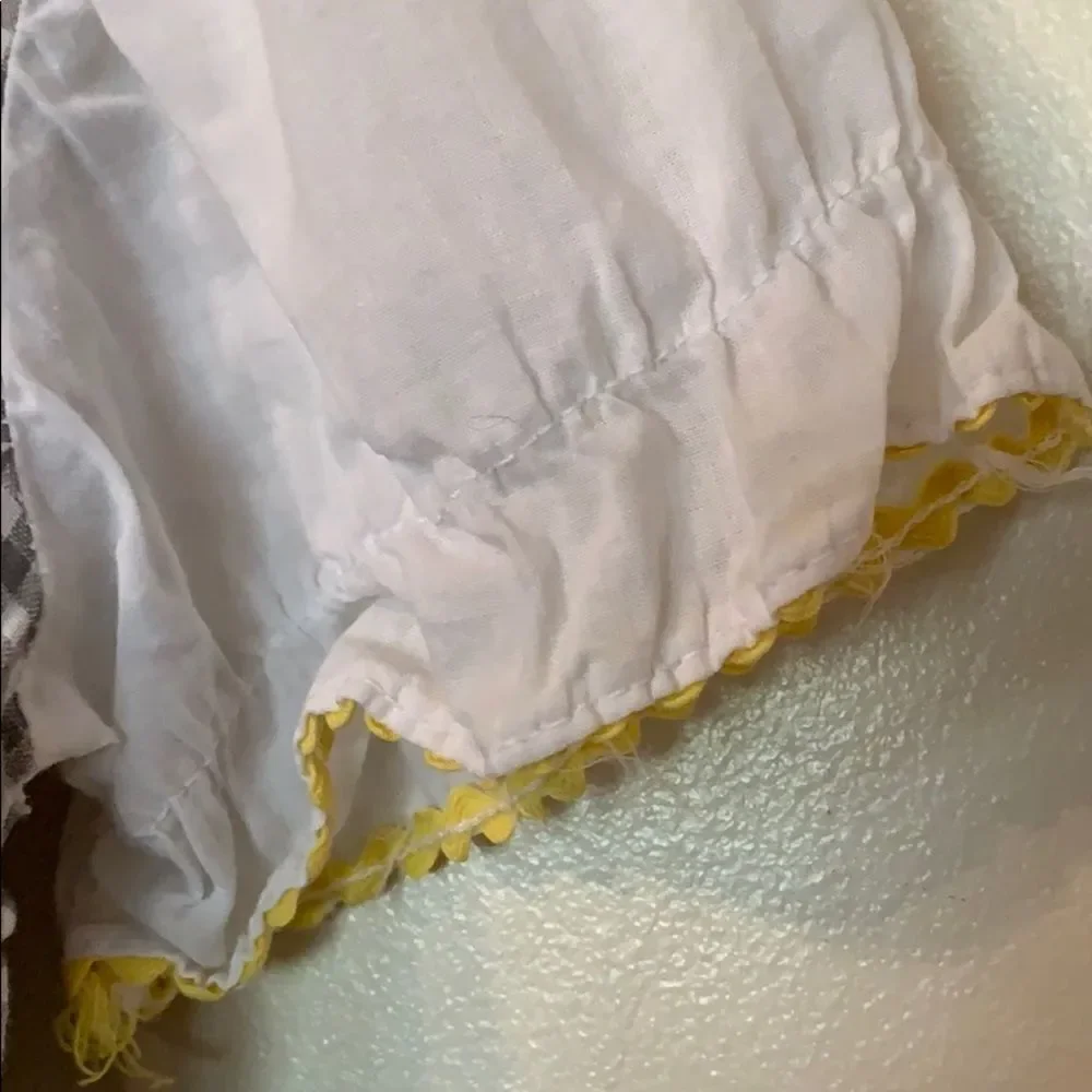 Vtg homemade white/gray/yellow little girl dress‎